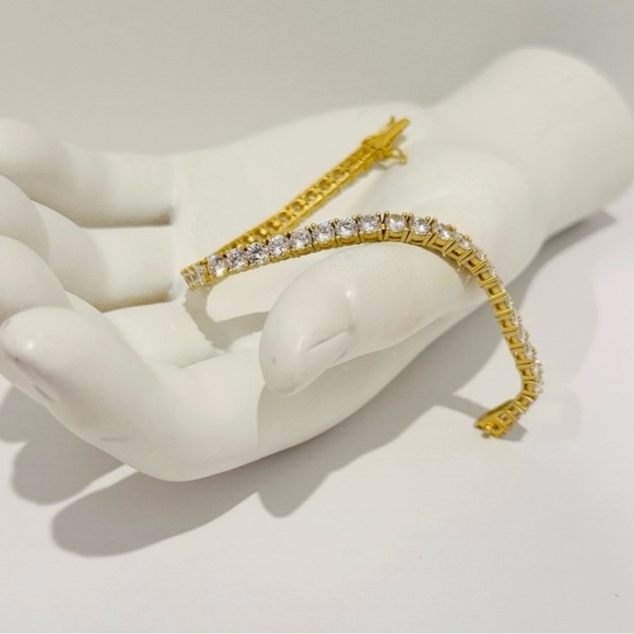 Freida Rothman Midnight Tri-Tone 14K Gold Tennis Bracelet White Zirconia NEW - Picture 8 of 12